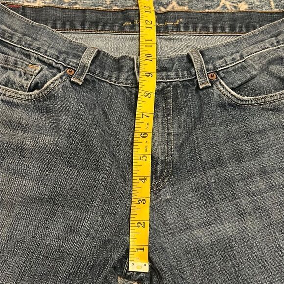 7 For All Mankind Men's Blue Factory Distressed Bootcut Denim Jeans - Picture 10 of 11